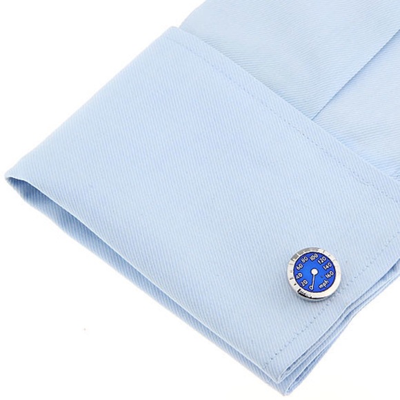 Luxury Car Blue and Silver Speedometer Cufflinks - Picture 2 of 16